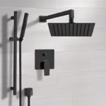 Remer SFR46 Matte Black Shower Set With Rain Shower Head and Hand Shower